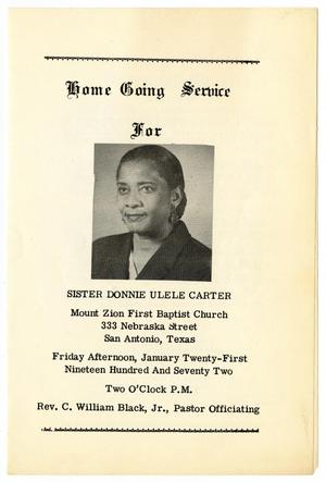 Primary view of object titled '[Funeral Program for Donnie Ulele Carter, January 21, 1972]'.