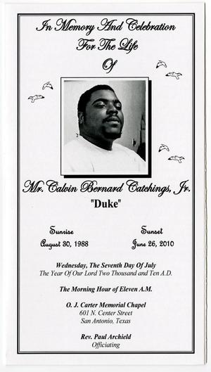 Primary view of object titled '[Funeral Program for Calvin Catchings, Jr., July 7, 2010]'.