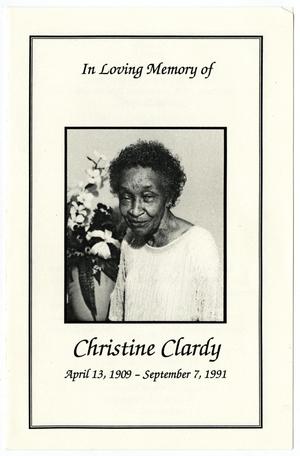 Primary view of object titled '[Funeral Program for Christine Clardy, September 14, 1991]'.