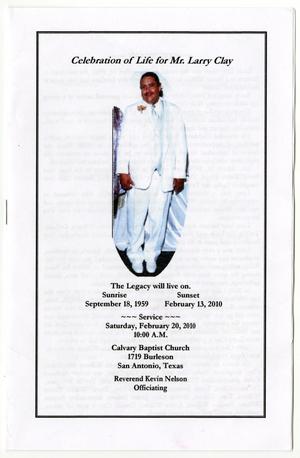 Primary view of object titled '[Funeral Program for Larry Clay, February 20, 2010]'.