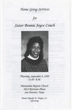 Primary view of object titled '[Funeral Program for Bennie Joyce Coach, September 9, 1999]'.