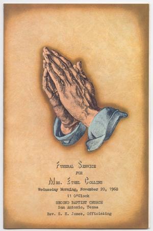 Primary view of object titled '[Funeral Program for Ethel Collins, November 20, 1968]'.
