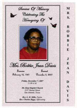 Primary view of object titled '[Funeral Program for Bobbie Jean Davis, December 7, 2007]'.