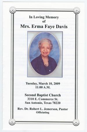 Primary view of object titled '[Funeral Program for Mrs. Erma Faye Davis, March 10, 2009]'.