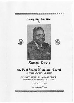 Primary view of object titled '[Funeral Program for James Davis, January 4, 1969]'.