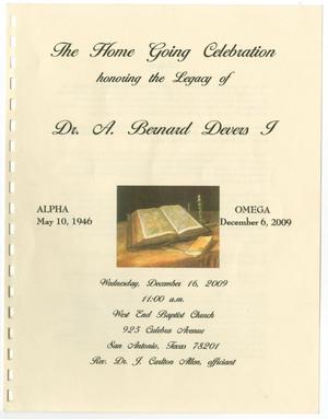 Primary view of object titled '[Funeral Program for A. Bernard Devers I, December 16, 2009]'.