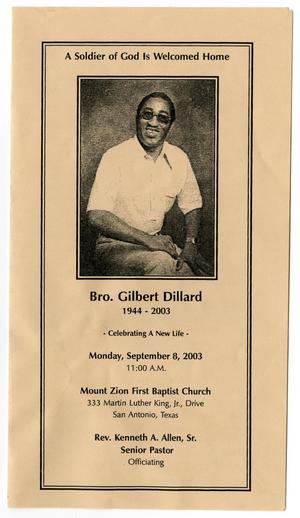 Primary view of object titled '[Funeral Program for Gilbert Dillard, September 8, 2003]'.