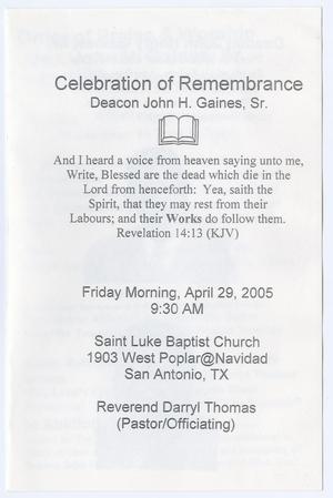 Primary view of object titled '[Funeral Program for Deacon John H. Gaines, Sr., April 29, 2005]'.