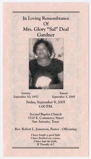 Primary view of object titled '[Funeral Program for Glory Deal Gardner, September 9, 2005]'.