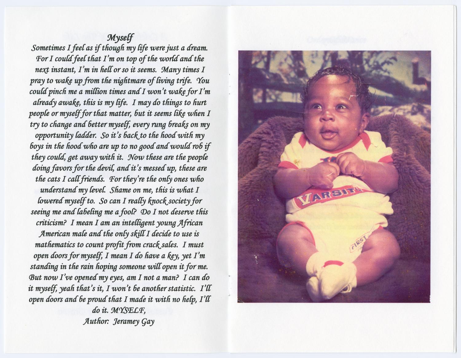 [Funeral Program for Jeramey Travon Gay, May 2, 2006]
                                                
                                                    [Sequence #]: 2 of 5
                                                