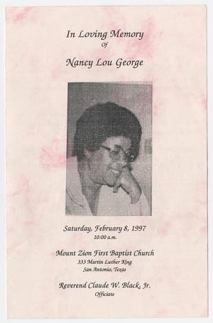 Primary view of object titled '[Funeral Program for Nancy Lou George, February 8, 1997]'.