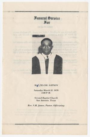 Primary view of object titled '[Funeral Program for Frank Gipson, March 31, 1979]'.