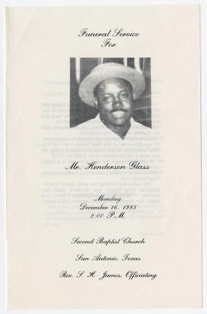 Primary view of object titled '[Funeral Program for Henderson Glass, December 16, 1985]'.