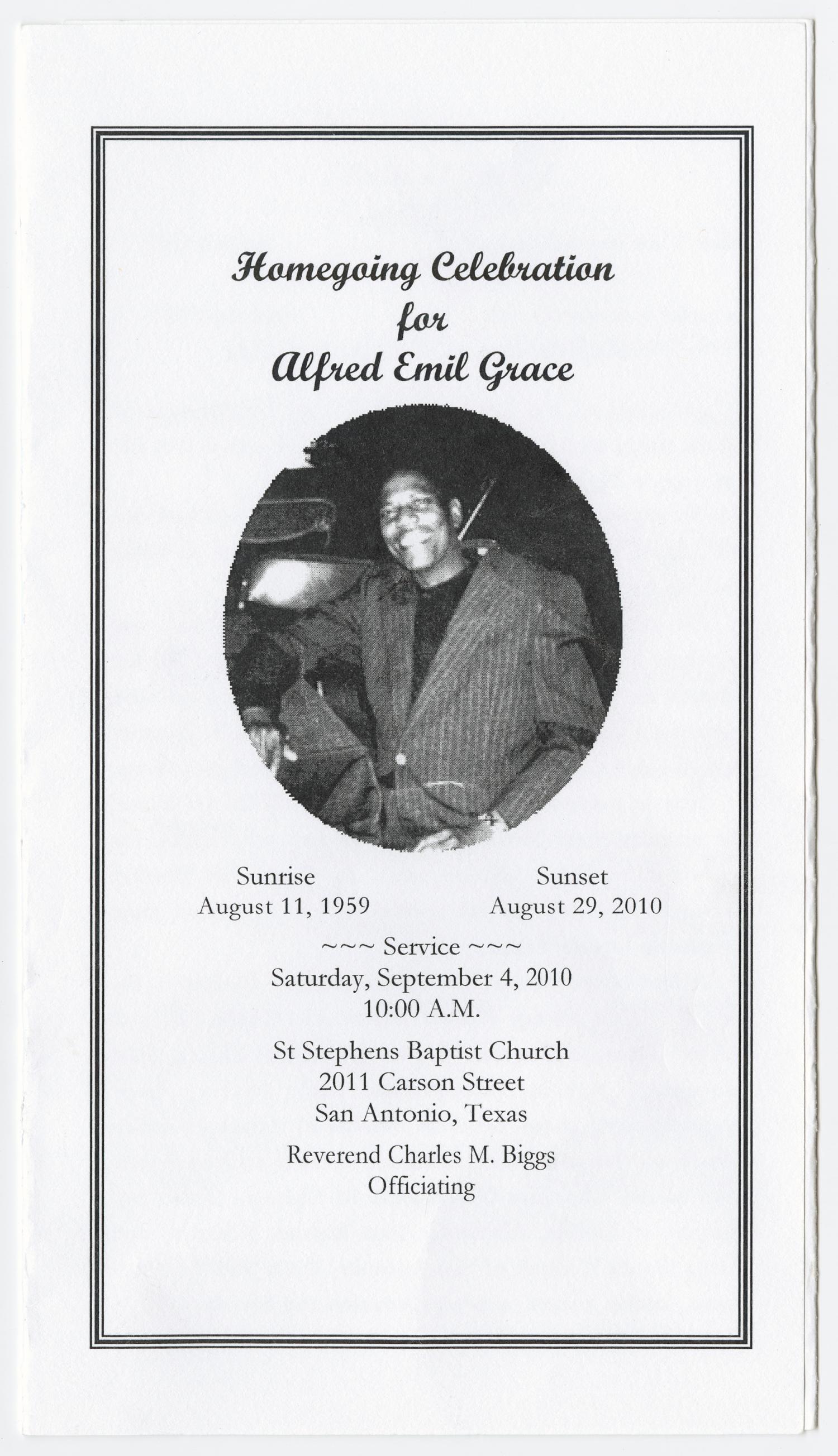 [Funeral Program for Alfred Emil Grace, September 4, 2010]
                                                
                                                    [Sequence #]: 1 of 3
                                                