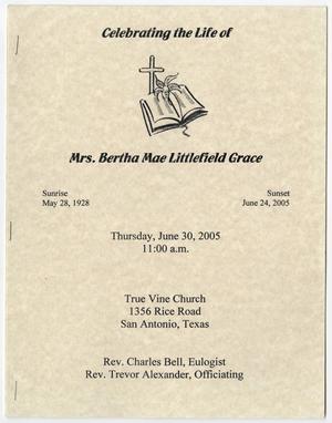 Primary view of object titled '[Funeral Program for Bertha Mae Littlefield Grace, June 30, 2005]'.