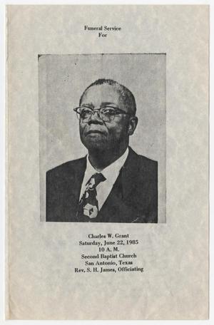Primary view of object titled '[Funeral Program for Charles W. Grant, June 22, 1985]'.