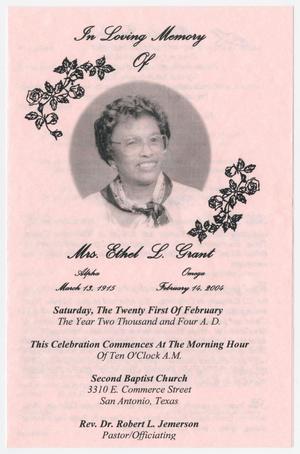 Primary view of object titled '[Funeral Program for Ethel L. Grant, February 21, 2004]'.