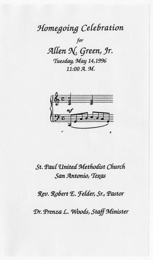 Primary view of object titled '[Funeral Program for Allen N. Green, Jr., May 14, 1996]'.