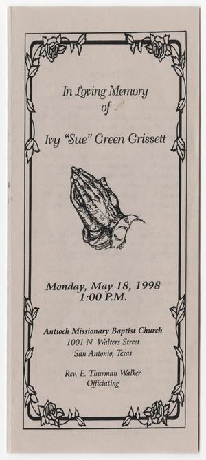 Primary view of object titled '[Funeral Program for Ivy Green Grissett, May 18, 1998]'.
