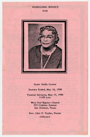 Primary view of object titled '[Funeral Program for Stella Grover, May 17, 1990]'.
