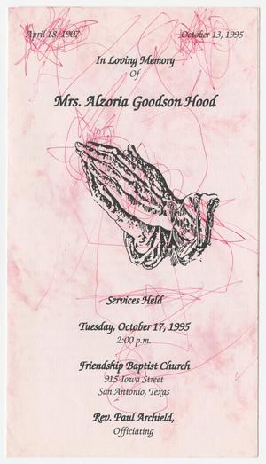 Primary view of object titled '[Funeral Program for Alzoria Goodson Hood, October 17, 1995]'.