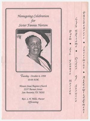 Primary view of object titled '[Funeral Program for Fannie Horton, October 6, 1998]'.