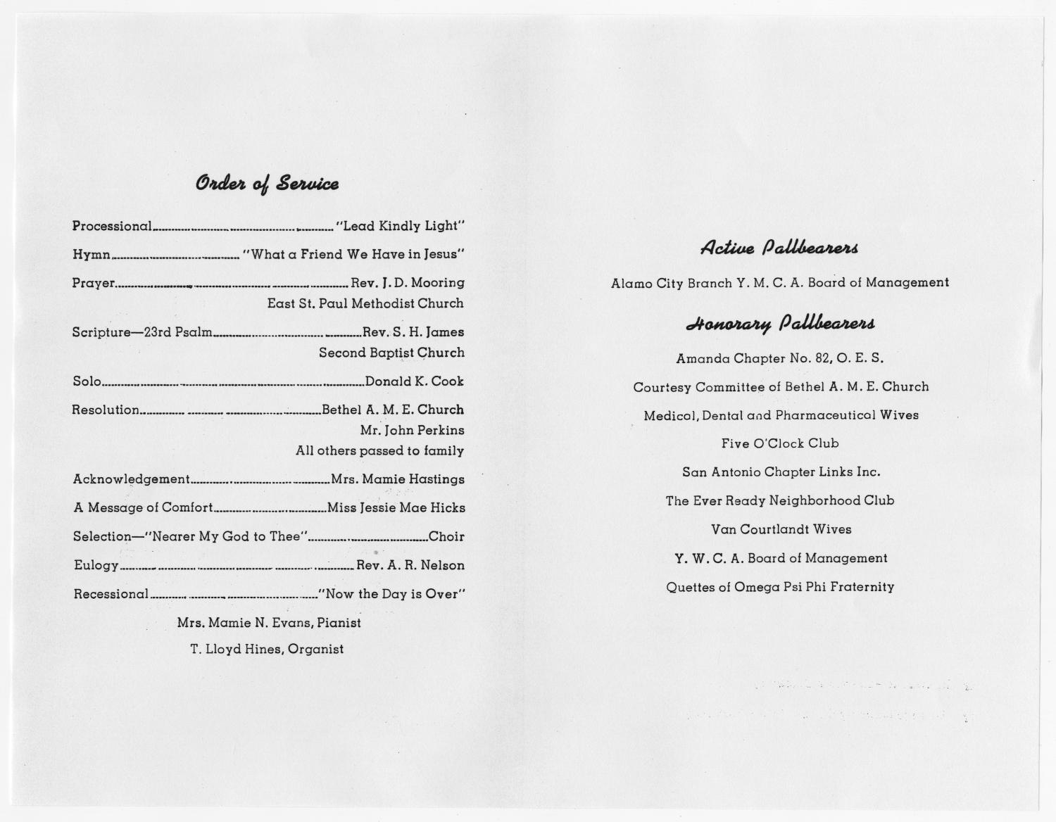 [Funeral Program for Myrtle A. Hurd, July 21, 1966]
                                                
                                                    [Sequence #]: 2 of 3
                                                