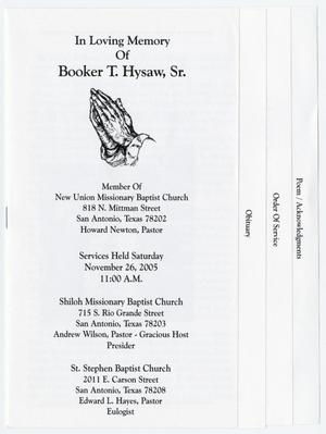 Primary view of object titled '[Funeral Program for Booker T. Hysaw, Sr., November 26, 2005]'.