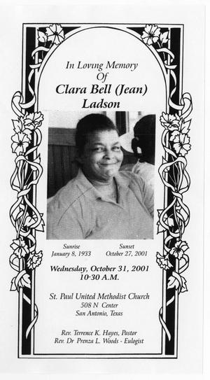 Primary view of object titled '[Funeral Program for Clara Bell Ladson, October 31, 2001]'.