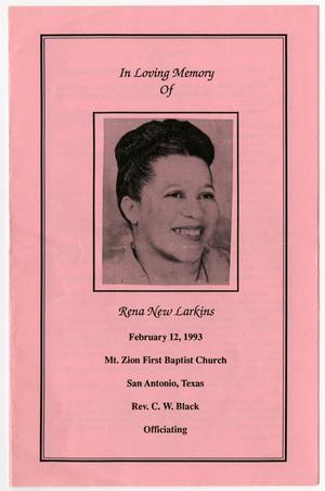 Primary view of object titled '[Funeral Program for Rena New Larkins, February 12, 1993]'.