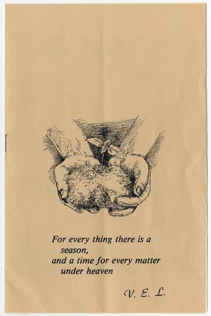 Primary view of object titled '[Funeral Program for Vernon E. Larremore, July 31, 1989]'.