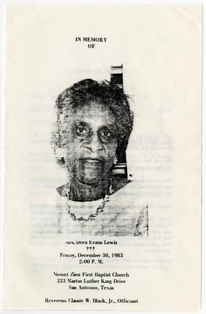 Primary view of object titled '[Funeral Program for Dora Evans Lewis, December 30, 1983]'.