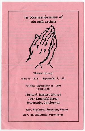 Primary view of object titled '[Funeral Program for Ida Belle Lockett, September 13, 1991]'.