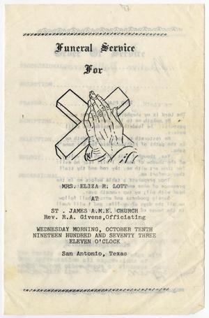 Primary view of object titled '[Funeral Program for Eliza R. Lott, October 10, 1973]'.