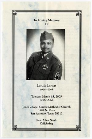 Primary view of object titled '[Funeral Program for Louis Lowe, March 15, 2005]'.