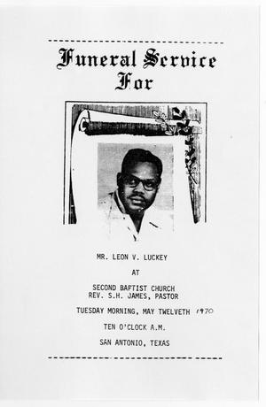 Primary view of object titled '[Funeral Program for Leon V. Luckey, May 12, 1970]'.