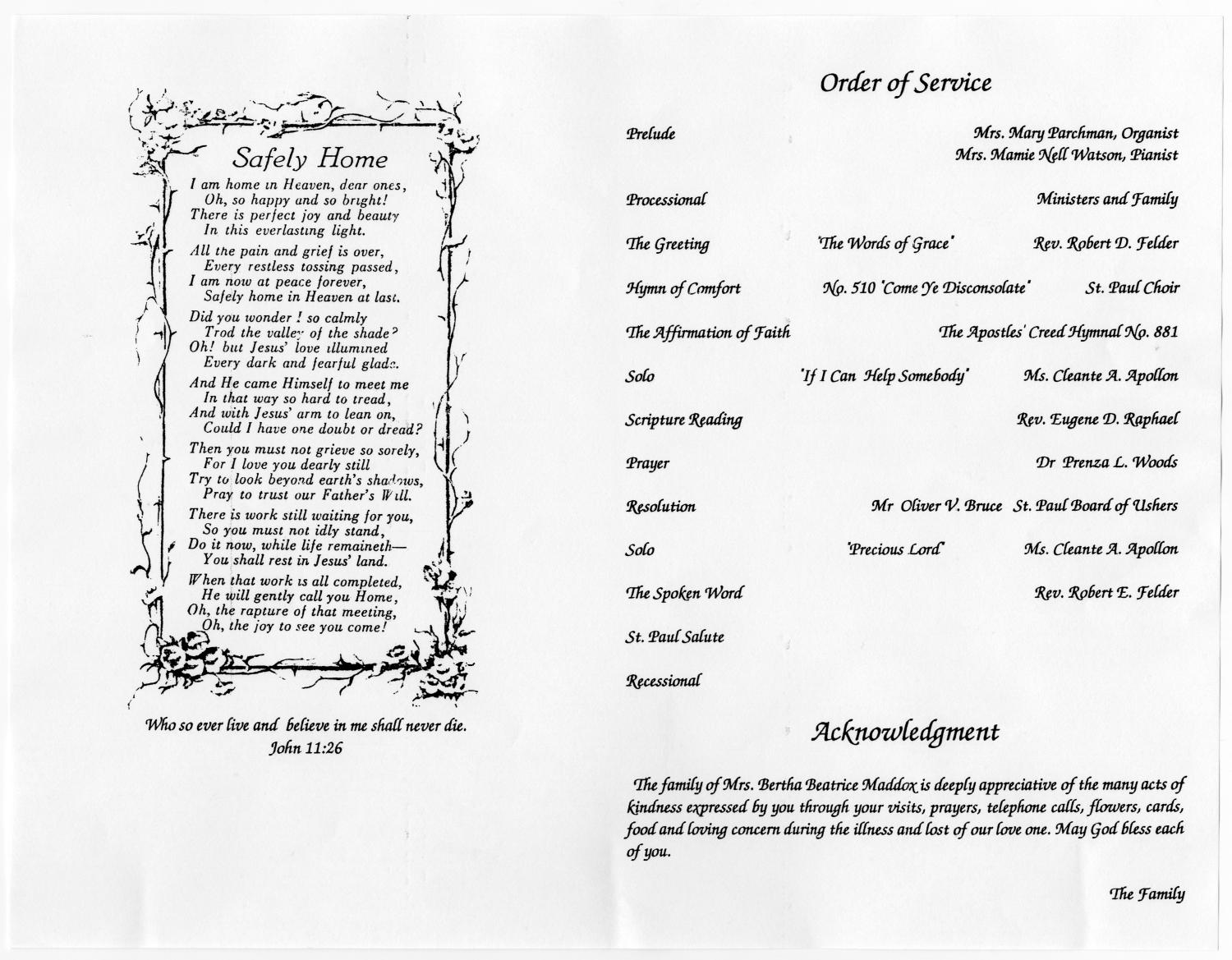 [Funeral Program for Bertha Beatrice Maddox, August 3, 1993]
                                                
                                                    [Sequence #]: 2 of 3
                                                