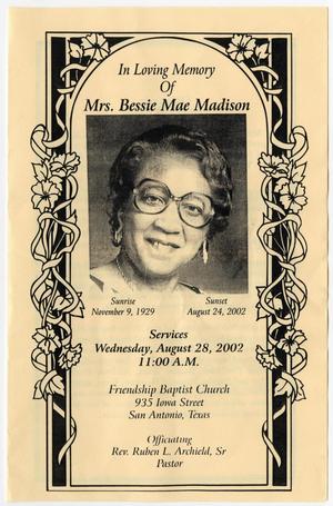 Primary view of object titled '[Funeral Program for Bessie Mae Madison, August 28, 2002]'.