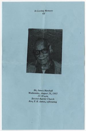 Primary view of object titled '[Funeral Program for James Marshall, August 28, 1985]'.