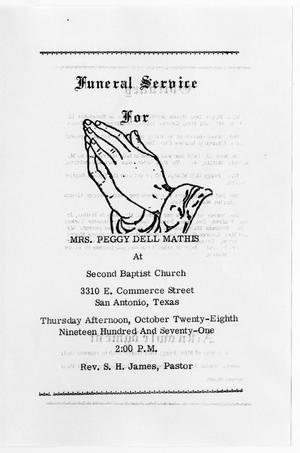 Primary view of object titled '[Funeral Program for Peggy Dell Mathis, October 28, 1971]'.