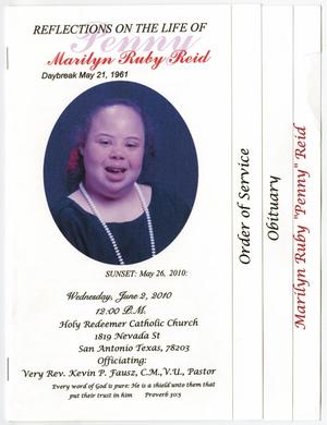 Primary view of object titled '[Funeral Program for Marilyn Ruby Reid, June 2, 2010]'.