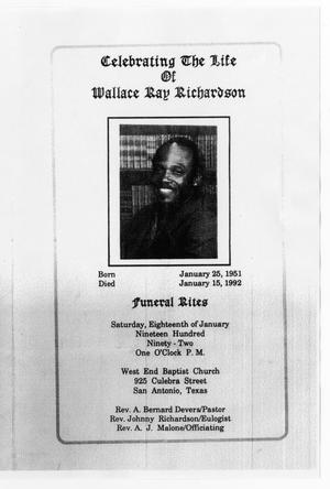 Primary view of object titled '[Funeral Program for Wallace Ray Richardson, January 18, 1992]'.