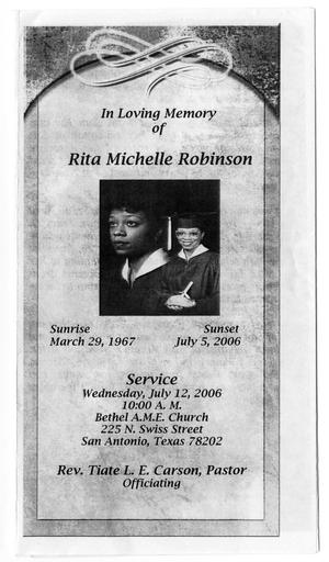 Primary view of object titled '[Funeral Program for Rita Michelle Robinson, July 12, 2006]'.