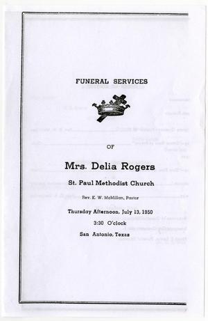 Primary view of [Funeral Program for Delia Rogers, July 13, 1950]