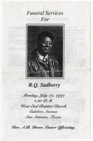 Primary view of object titled '[Funeral Program for R. Q. Sadberry, July 19, 1999]'.