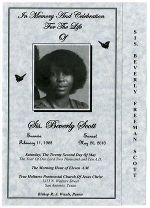 Primary view of object titled '[Funeral Program for Beverly Scott, May 22, 2010]'.