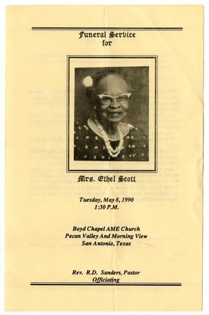 Primary view of object titled '[Funeral Program for Ethel Scott, May 8, 1990]'.