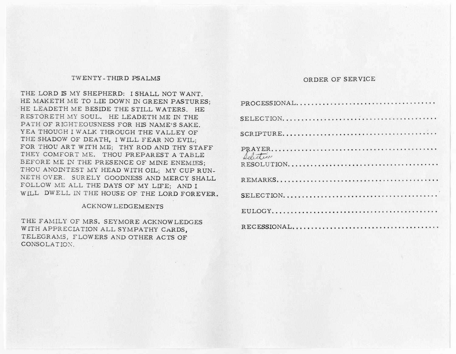 [Funeral Program for Ada Seymore, June 19, 1973]
                                                
                                                    [Sequence #]: 2 of 3
                                                
