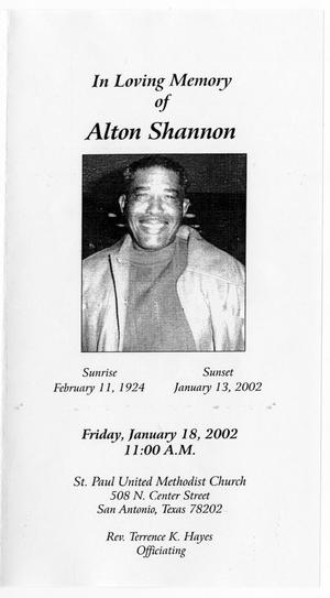 Primary view of object titled '[Funeral Program for Alton Shannon, January 18, 2002]'.