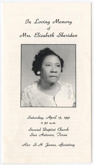 Primary view of [Funeral Program for Elizabeth Sheridan, April 13, 1991]